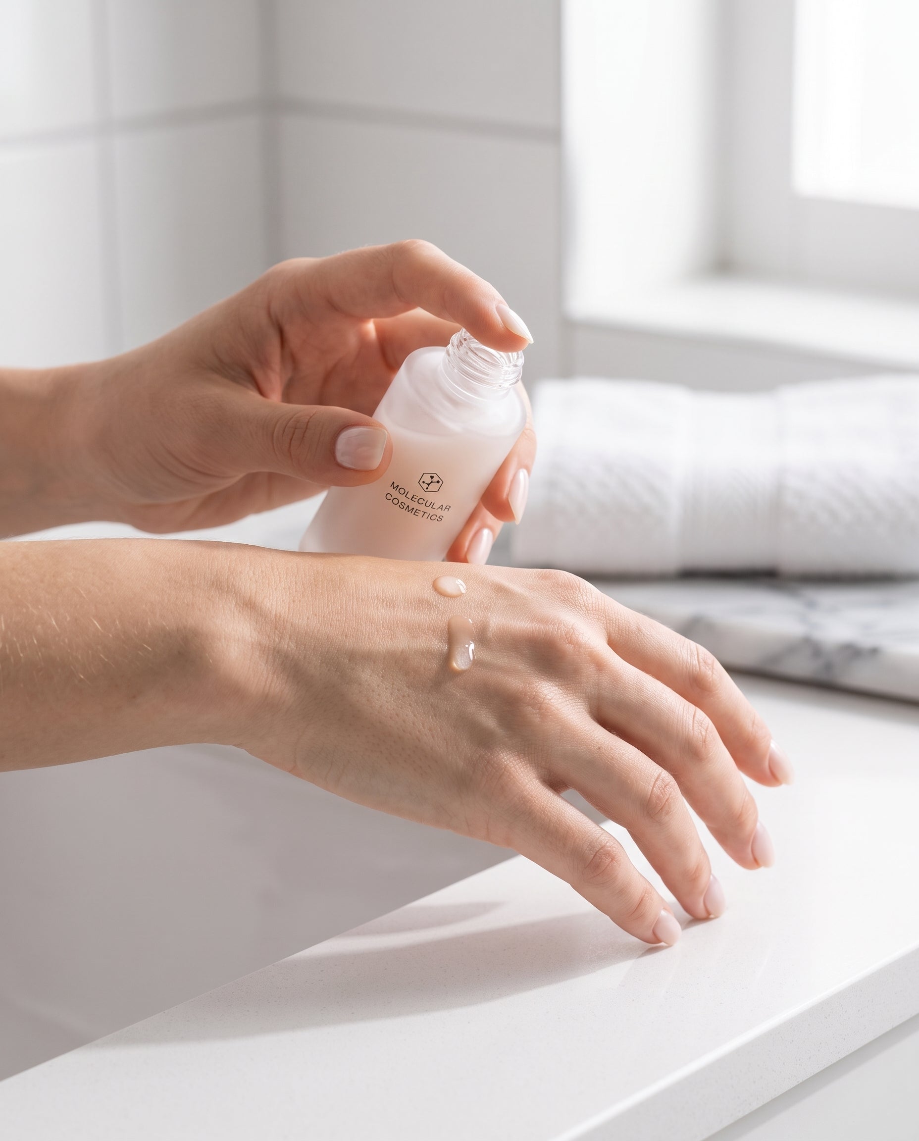 <p>Skin drinks it in — a light gel, <em>no residue</em>, makeup sits fine on top.</p>